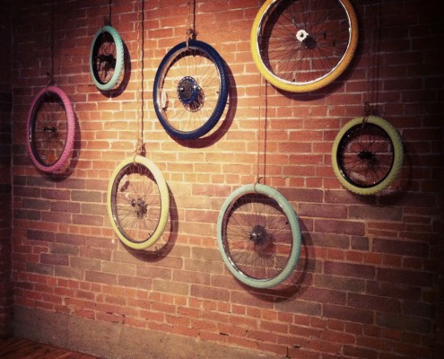 Bike Tires / Wheel Art by House of J Interior Designer Jennifer Woch